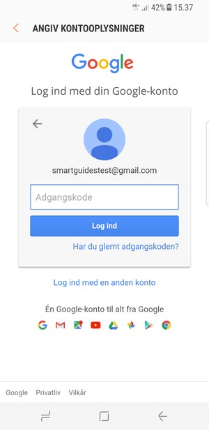 Indtast din Gmail adgangskode og vælg Log ind