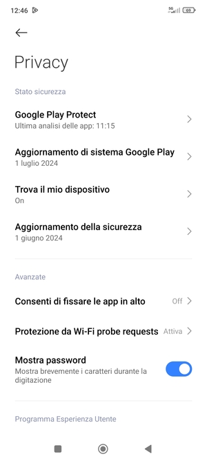 Seleziona Aggiornamento di sistema Google Play