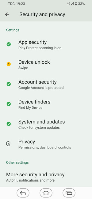 Scroll to and select More security and privacy