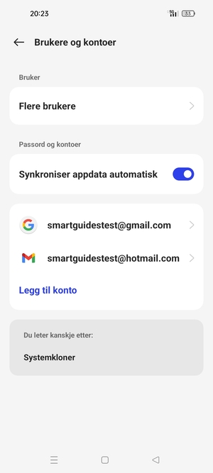 Velg din Google-konto