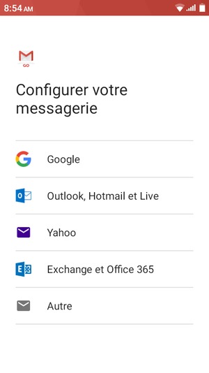 Sélectionnez Exchange et Office 365