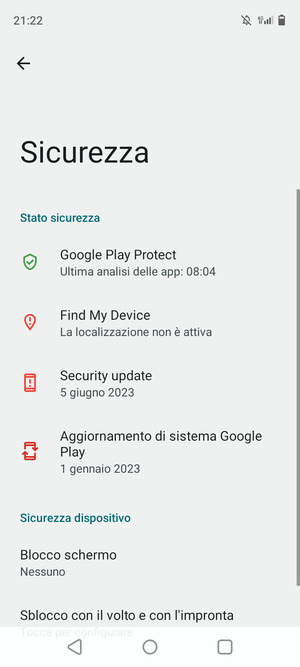 Seleziona Blocco schermo