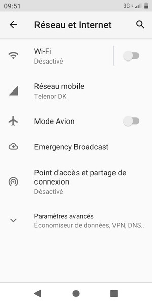 Sélectionnez Réseau mobile