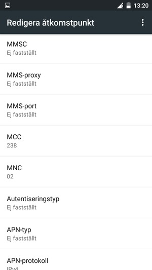 Scrolla ner och ange internetinformation