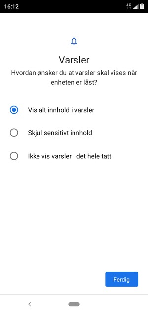 Velg ønsket alternativ og velg Ferdig