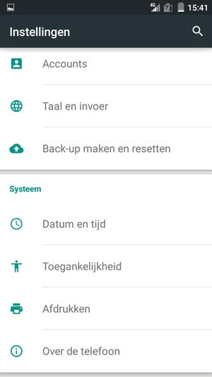 Scroll naar en selecteer Over de telefoon