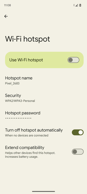 Select Hotspot password