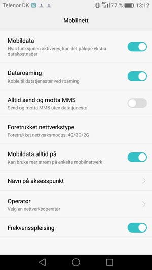Slå Dataroaming på eller av