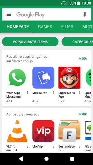 Selecteer de zoekbalk