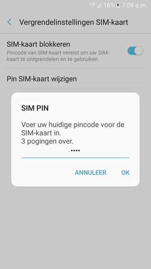 Voer uw Huidige pincode voor de SIM-kaart in en selecteer OK