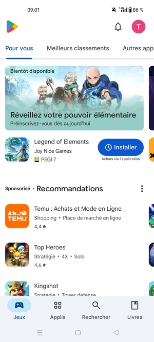 Sélectionnez Rechercher