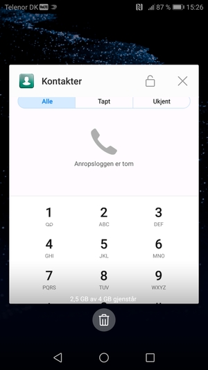 Velg sletteikonet for å lukke alle programmer som kjører