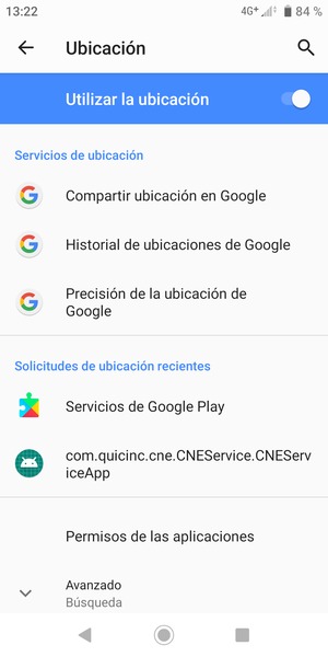 Desactive Ubicación