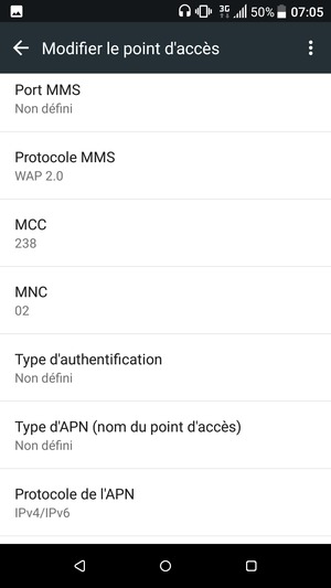 Faites défiler vers le bas et saisissez les informations MMS
