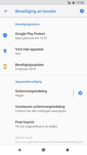 Om uw schermvergrendeling te activeren, ga naar het Beveiliging en locatie-menu en selecteer Schermvergrendeling