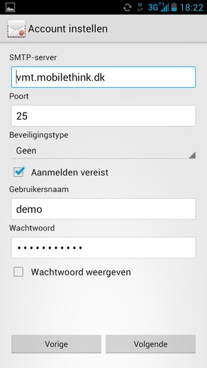 Voer Uitgaand serveradres in