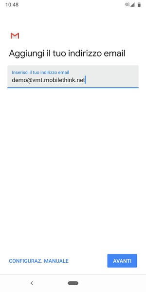 Inserisci il tuo indirizzo email e seleziona AVANTI