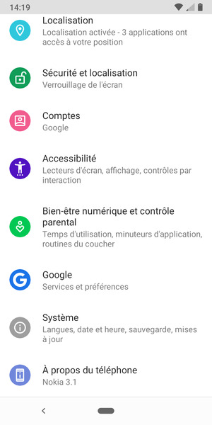 Faites défiler et sélectionnez Système