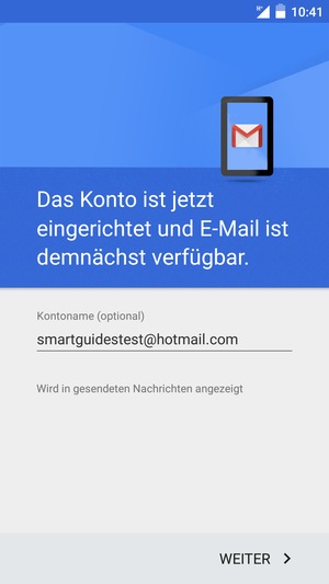 Geben Sie Ihrem Konto einen Namen und wählen Sie WEITER