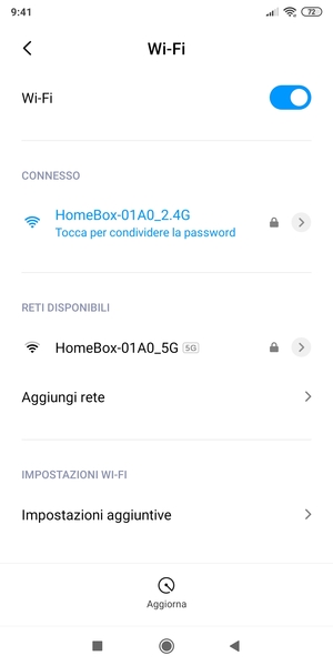 Ora sei connesso alla rete Wi-Fi