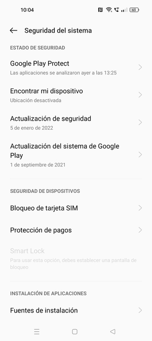 Desplácese y seleccione  Bloqueo de tarjeta SIM