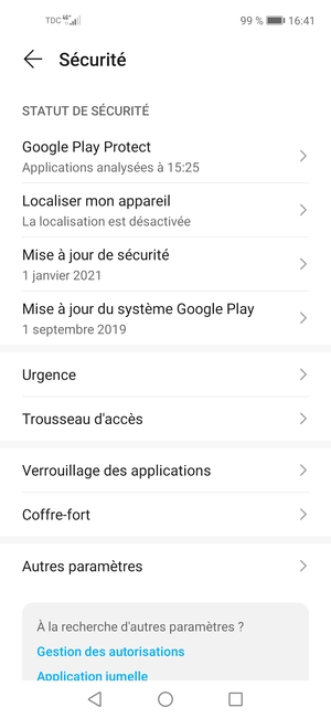 Sélectionnez Autres paramètres