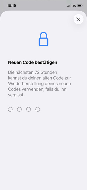 Geben Sie erneut Ihren neuen Code ein
