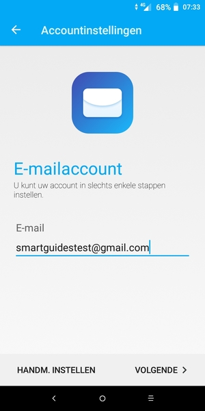 Voer uw Gmail adres in en selecteer VOLGENDE