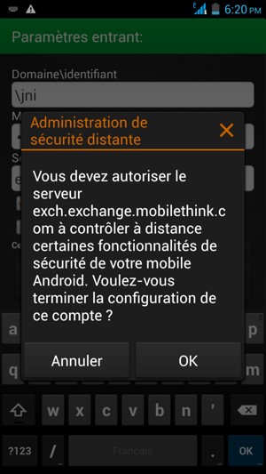 Sélectionnez OK