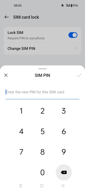 Enter your New SIM PIN and select OK