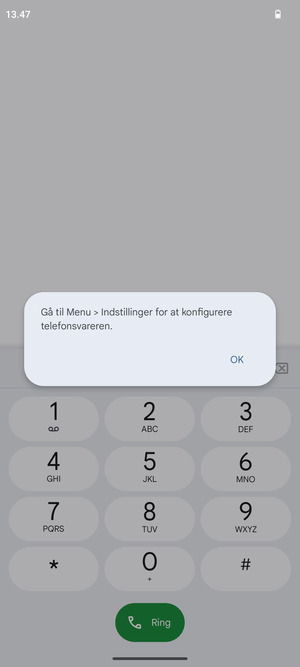 Hvis din telefonsvarer ikke er sat op, vælg OK
