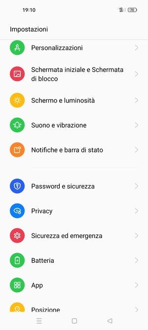 Scorri e seleziona Password e sicurezza