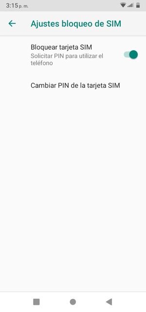 Seleccione Cambiar PIN de la tarjeta SIM