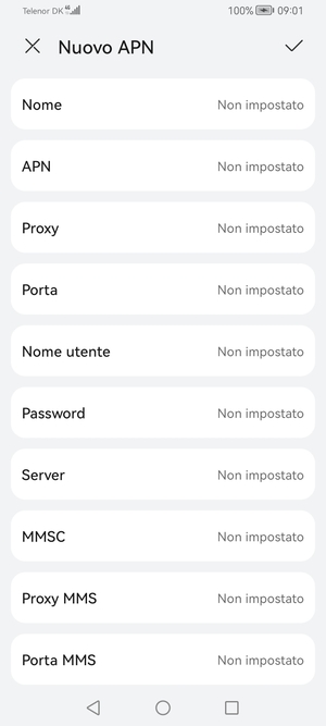 Inserisci le informazioni di Internet