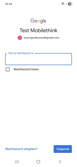 Voer uw Gmail wachtwoord in en selecteer Volgende