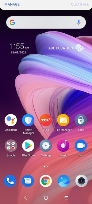 Slide down the top menu