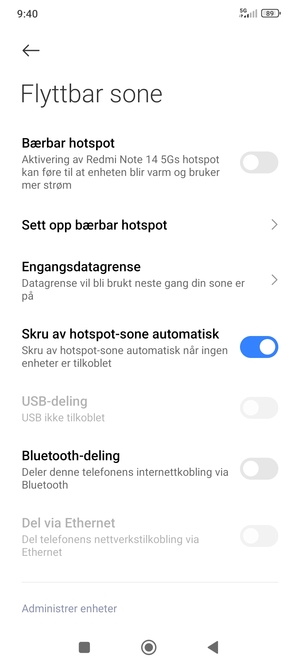 Velg Sett opp bærbar hotspot