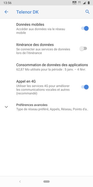 Sélectionnez Préférences avancées