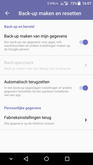 Selecteer Back-upaccount