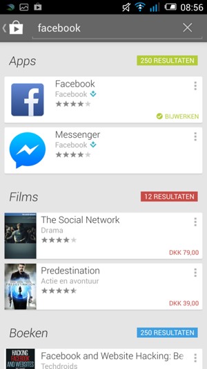 Selecteer de app