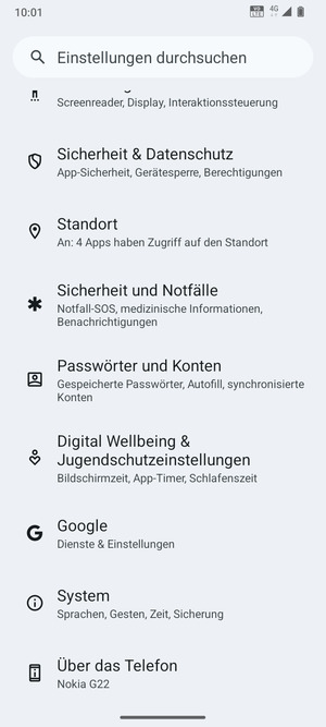 Scrollen Sie und wählen Sie System