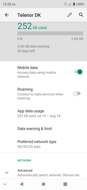 Select Preferred network type