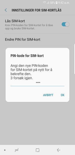Bekreft din nye PIN-kode og velg OK