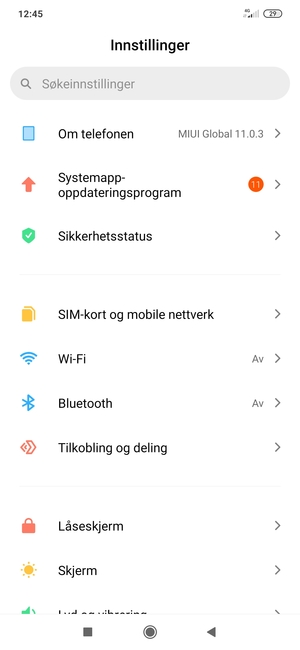 Velg Tilkobling og deling