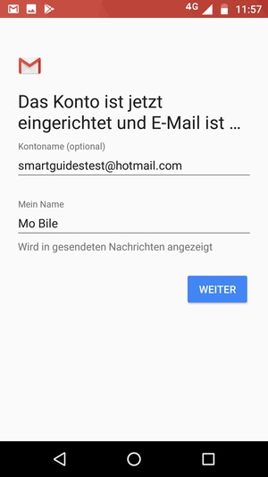 Geben Sie Ihrem Konto einen Namen und geben Sie Ihren Namen ein. Wählen Sie WEITER