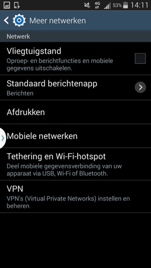 Selecteer Mobiele netwerken