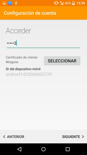 Introduzca su contraseña y seleccione SIGUIENTE