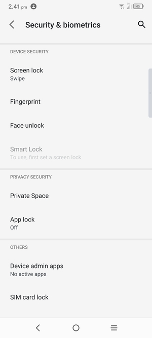 Scroll to and select SIM card lock