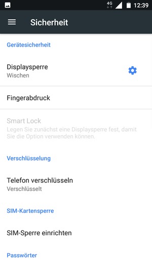 Wählen Sie SIM-Sperre einrichten