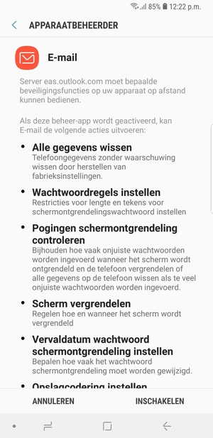 Selecteer INSCHAKELEN